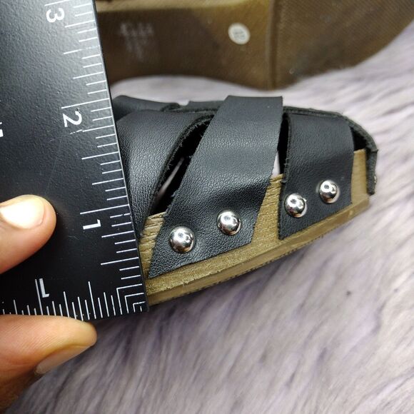 Lane Bryant Strap Chunky Block High Heel Sandal Sz 12 W Wide Width Black Brown - Picture 10 of 10